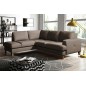 Canapé d'angle convertible en cuir italien de luxe 4/5 places avec coffre, FARELI, taupe, angle gauche