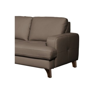 Canapé d'angle convertible en cuir italien de luxe 4/5 places avec coffre, FARELI, taupe, angle gauche