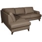 Canapé d'angle convertible en cuir italien de luxe 4/5 places avec coffre, FARELI, taupe, angle gauche