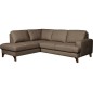 Canapé d'angle convertible en cuir italien de luxe 4/5 places avec coffre, FARELI, taupe, angle gauche
