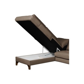 Canapé d'angle convertible en cuir italien de luxe 4/5 places avec coffre, FARELI, taupe, angle gauche