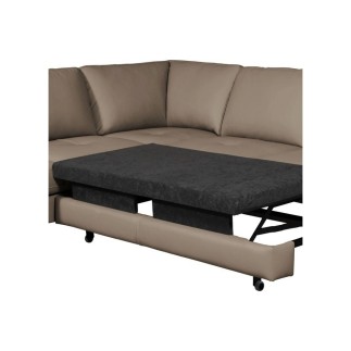 Canapé d'angle convertible en cuir italien de luxe 4/5 places avec coffre, FARELI, taupe, angle gauche