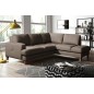 Canapé d'angle convertible en cuir italien de luxe 4/5 places avec coffre, FARELI, taupe, angle droit