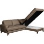 Canapé d'angle convertible en cuir italien de luxe 4/5 places avec coffre, FARELI, taupe, angle droit
