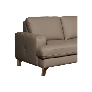Canapé d'angle convertible en cuir italien de luxe 4/5 places avec coffre, FARELI, taupe, angle droit