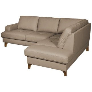 Canapé d'angle convertible en cuir italien de luxe 4/5 places avec coffre, FARELI, taupe, angle droit