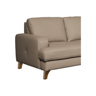 Canapé d'angle convertible en cuir italien de luxe 4/5 places avec coffre, FARELI, taupe, angle droit