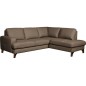 Canapé d'angle convertible en cuir italien de luxe 4/5 places avec coffre, FARELI, taupe, angle droit