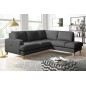 Canapé d'angle convertible en cuir italien de luxe 4/5 places avec coffre, FARELI, gris foncé, angle droit