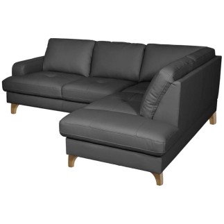 Canapé d'angle convertible en cuir italien de luxe 4/5 places avec coffre, FARELI, gris foncé, angle droit