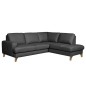 Canapé d'angle convertible en cuir italien de luxe 4/5 places avec coffre, FARELI, gris foncé, angle droit