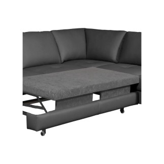 Canapé d'angle convertible en cuir italien de luxe 4/5 places avec coffre, FARELI, gris foncé, angle droit