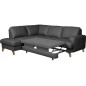Canapé d'angle convertible en cuir italien de luxe 4/5 places avec coffre, FARELI, gris foncé, angle gauche