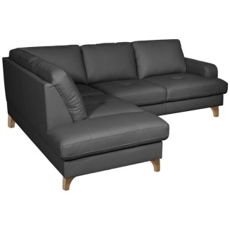Canapé d'angle convertible en cuir italien de luxe 4/5 places avec coffre, FARELI, gris foncé, angle gauche