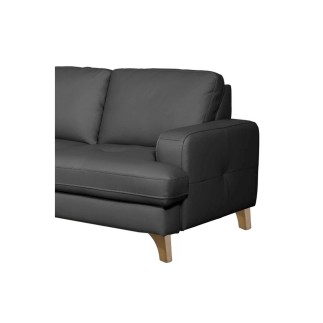 Canapé d'angle convertible en cuir italien de luxe 4/5 places avec coffre, FARELI, gris foncé, angle gauche