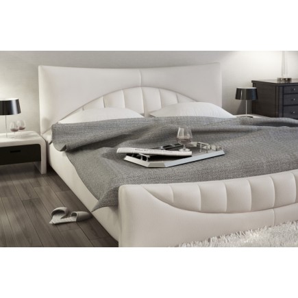 Lit en cuir italien de luxe KING, blanc, 140x190