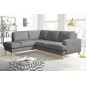 Canapé d'angle convertible en cuir italien de luxe 4/5 places avec coffre, FARELI, gris clair, angle gauche