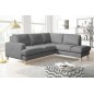 Canapé d'angle convertible en cuir italien de luxe 4/5 places avec coffre, FARELI, gris clair, angle droit