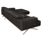 Canapé d'angle en 100% tout cuir épais de luxe italien 5/6 places PORTO, noir, angle droit