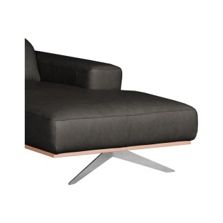 Canapé d'angle en 100% tout cuir épais de luxe italien 5/6 places PORTO, noir, angle droit