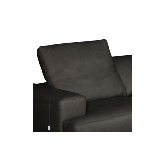 Canapé d'angle en 100% tout cuir épais de luxe italien 5/6 places PORTO, noir, angle droit