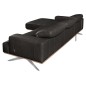 - Canapé d'angle en 100% tout cuir épais de luxe italien 5/6 places PORTO, noir, angle gauche