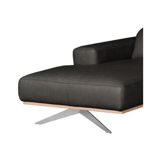 - Canapé d'angle en 100% tout cuir épais de luxe italien 5/6 places PORTO, noir, angle gauche