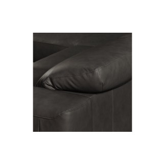 - Canapé d'angle en 100% tout cuir épais de luxe italien 5/6 places PORTO, noir, angle gauche