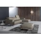 Canapé d'angle en 100% tout cuir épais de luxe italien 5/6 places PORTO, gris, angle droit