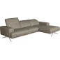 Canapé d'angle en 100% tout cuir épais de luxe italien 5/6 places PORTO, gris, angle droit