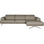Canapé d'angle en 100% tout cuir épais de luxe italien 5/6 places PORTO, gris, angle droit