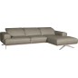 Canapé d'angle en 100% tout cuir épais de luxe italien 5/6 places PORTO, gris, angle droit
