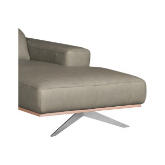 Canapé d'angle en 100% tout cuir épais de luxe italien 5/6 places PORTO, gris, angle droit