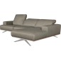 Canapé d'angle en 100% tout cuir épais de luxe italien 5/6 places PORTO, gris, angle droit