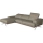 Canapé d'angle en 100% tout cuir épais de luxe italien 5/6 places PORTO, gris, angle gauche