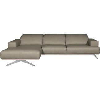 Canapé d'angle en 100% tout cuir épais de luxe italien 5/6 places PORTO, gris, angle gauche