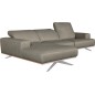 Canapé d'angle en 100% tout cuir épais de luxe italien 5/6 places PORTO, gris, angle gauche