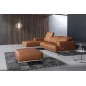 Canapé d'angle en 100% tout cuir épais de luxe italien 5/6 places PORTO, couleur cognac, angle gauche, Marron cognac