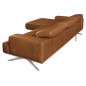 Canapé d'angle en 100% tout cuir épais de luxe italien 5/6 places PORTO, couleur cognac, angle gauche, Marron cognac