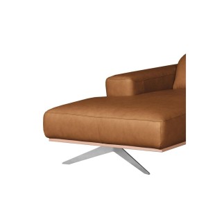 Canapé d'angle en 100% tout cuir épais de luxe italien 5/6 places PORTO, couleur cognac, angle gauche