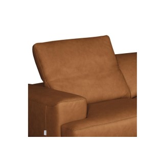 Canapé d'angle en 100% tout cuir épais de luxe italien 5/6 places PORTO, couleur cognac, angle gauche