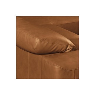 Canapé d'angle en 100% tout cuir épais de luxe italien 5/6 places PORTO, couleur cognac, angle gauche