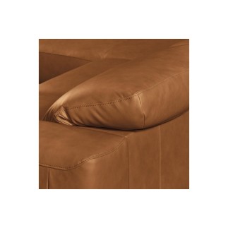 Canapé d'angle en 100% tout cuir épais de luxe italien 5/6 places PORTO, couleur cognac, angle droit