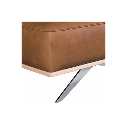 Pouf PORTO en tout cuir italien haut de gamme vachette, coloris marron cognac