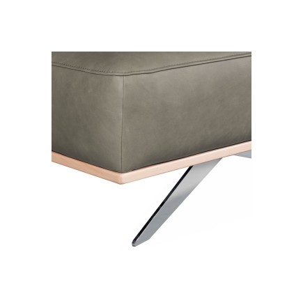 Pouf PORTO en tout cuir italien haut de gamme vachette, coloris gris