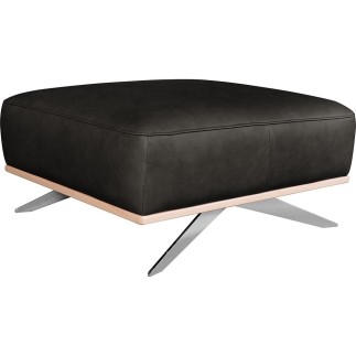 Pouf PORTO en tout cuir italien haut de gamme vachette, coloris noir