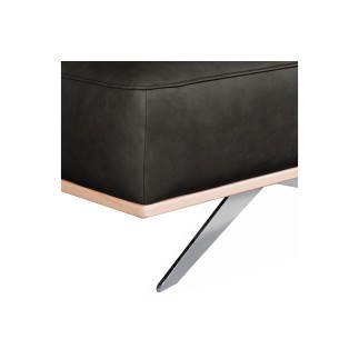 Pouf PORTO en tout cuir italien haut de gamme vachette, coloris noir
