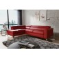 - Canapé d'angle convertible en cuir italien de luxe 5/6 places avec coffre, MONZA, rouge foncé, angle gauche