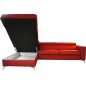 - Canapé d'angle convertible en cuir italien de luxe 5/6 places avec coffre, MONZA, rouge foncé, angle gauche