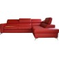 Canapé d'angle convertible en cuir italien de luxe 5/6 places avec coffre, MONZA, rouge foncé, angle droit